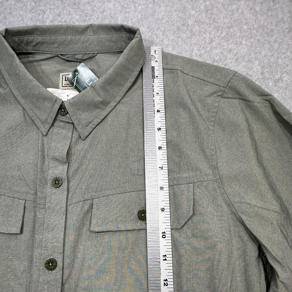 LL Bean Shirt Women XL Deep Olive NFZ Long Sleeve Button Outdoor Hiking Pockets - Picture 11 of 16